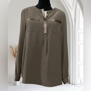 Lafayette 148 New York Silk Taupe Blouse